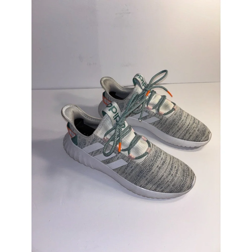 Adidas Kaptir X Running Shoes Womens 10 Gray 3-Stripes Upper Knit Lace Up EG2641